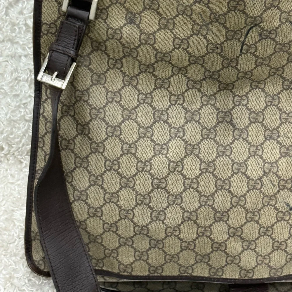 Gucci Beige and Dark Brown Monogram Messenger Bag